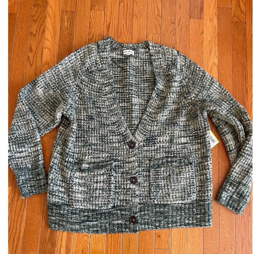 Wonderly Sweater Womens Plus‎ Size 1X Space Dye V-Neck Cardigan Button Front NWT